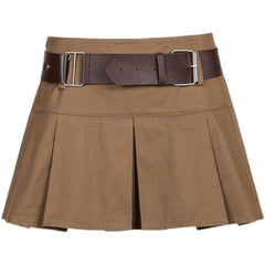 2000s fashion Preppy Style Retro Hot Girl Skirt Women's Autumn New A- line Mini Skirt High Waist Pleated Skirt