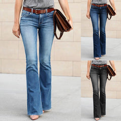 2000s fashion Summer Washed Blue Jeans Street Hipster Flared Pants Trousers Mid-Waist Ordinary Jeans