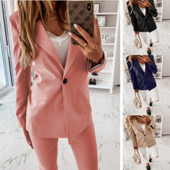 Autumn and Winter Long Sleeve Solid Color Suit Collar Button Suit Jacket Cardigan