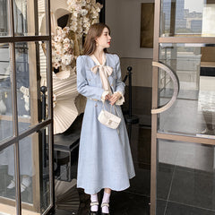 work outfits women French Style Chanel Style Elegant Socialite Western Style Blue Dress Two-Piece Suit New Women's Autumn