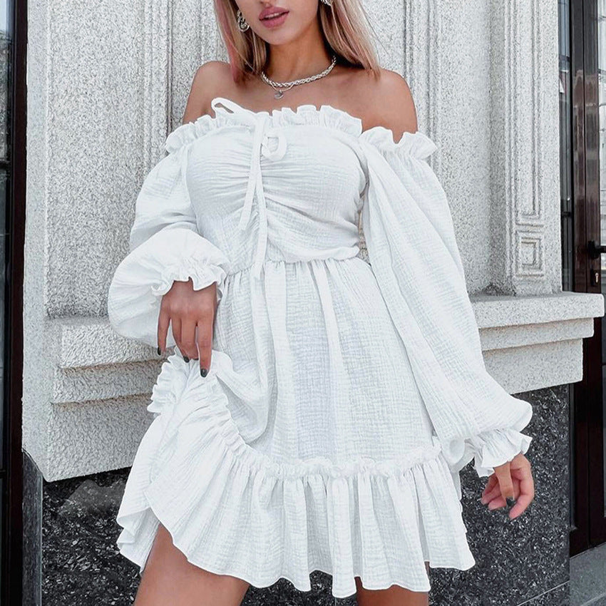 fruitful fashion dress to impress Autumn New French Commuter First Love White Dress Dress Crepe Cotton Long Sleeve A- line Skirt for Women