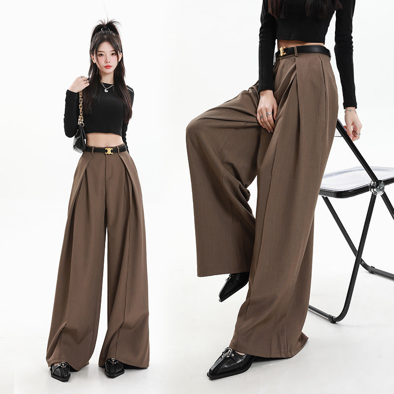 business casual outfits Jinyin Suit Wide-Leg Pants Women's Spring High Waist Slimming Loose Straight Mop Drape Casual Trousers