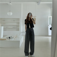 buisness casual women outfits chic Gray Suit Pants Women's Draping Pants Straight Loose Wide-Leg Pants High Waist Mopping Casual Pants Fashion