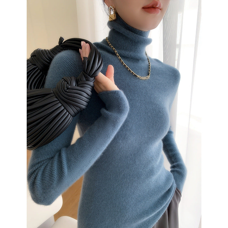 tailgate outfit black women Autumn and Winter Women's Pile Collar Sweater Turtleneck Bottoming Shirt Slim Slimming Solid Color Sweater Korean Style Top