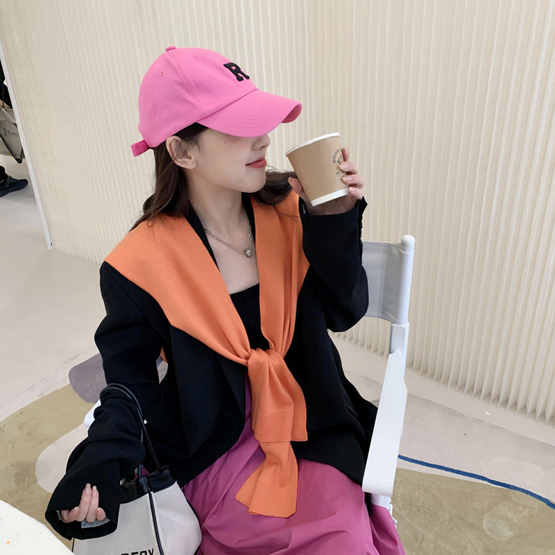 casual fall outfits Wool Blend Solid Color Shawl Outer Wear Internet Celebrity Knotted Waistcoat Korean Style Versatile Spring and Autumn Summer Shoulder Matching Women