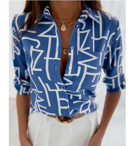 2000s fashion Women's Spring and Autumn Shirt Long-Sleeved Shirt Printed Shirt Women