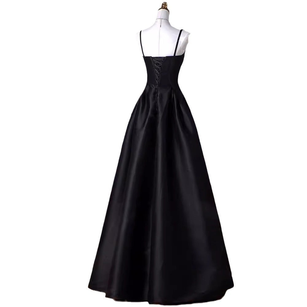 dress French Style Light Luxury Dress 2024 New French Style Black Strap Slim Fit Dress Student Banquet Evening Dress