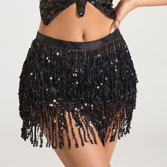 leapord halloween outfit Women's White Belly Dance Waist Chain Chiffon Four-Layer Sequined Belt Indian Dance Practice Performance Hip Towel Circumference
