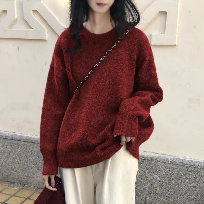 frat outfits Soft Nuo Sweater Women's Gray New Loose Lazy Style Autumn and Winter Outer Wear Korean Style Pullover Bottoming Shirt Inner Top Fashion
