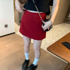 tailgate outfit black women Plus Size Chubby Girl Red Woolen Skirt for Women Autumn Casual Korean Style High Waist Woolen A- line Skirt
