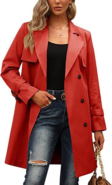 women’s outfits Winter and Autumn Women's Double-Breasted Fashion Casual Trench Coat