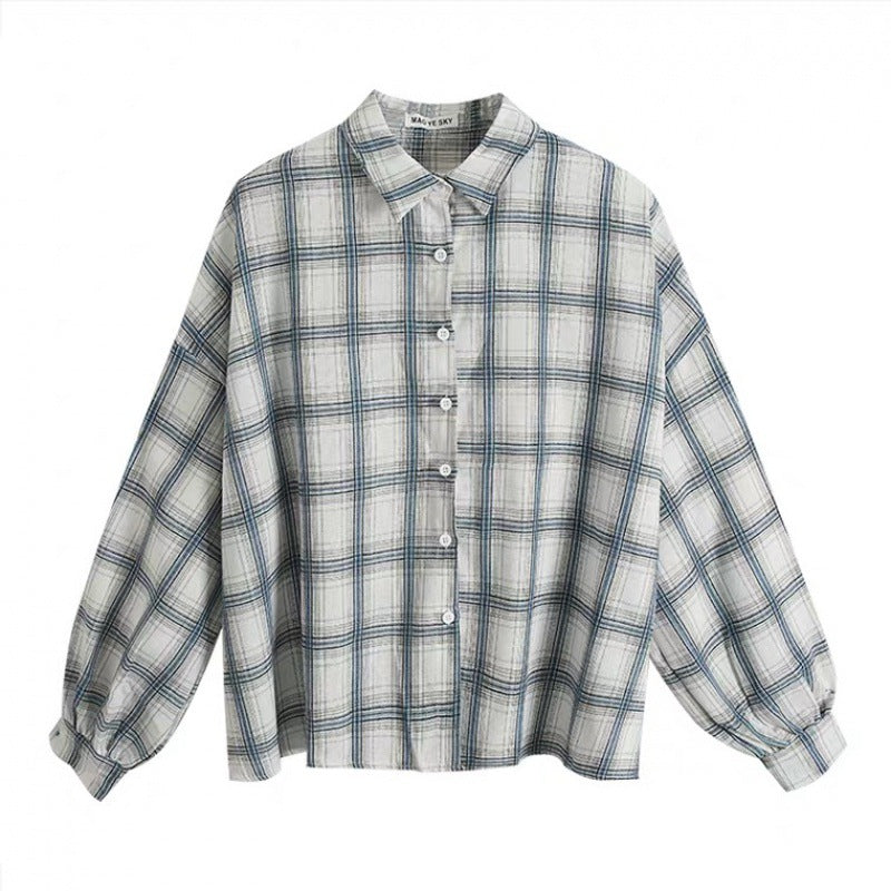 grunge outfits Plaid Shirt Women's Loose Korean-Style Mid-Length Retro Hong Kong Style Versatile Bf Long Sleeve Ins Coat Fashion