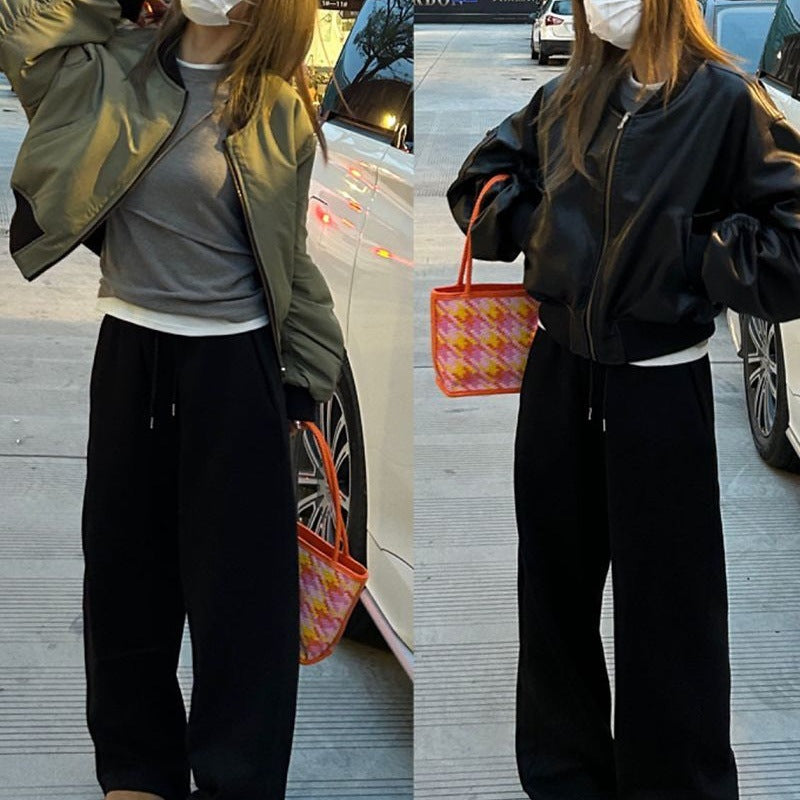 going out outfits Leather Jacket Women's Korean-Style Two-Way Black Hooded Street Motorcycle Short Leather Jacket Cotton-Padded Jacket Winter