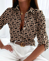 2000s fashion Women's Spring and Autumn Shirt Long-Sleeved Shirt Printed Shirt Women