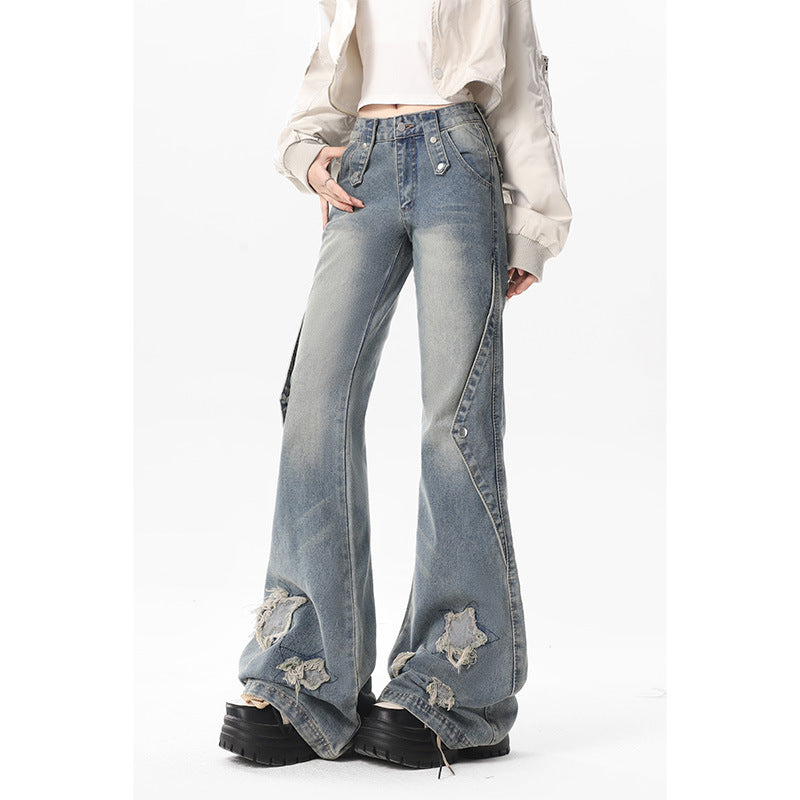 2000s fashion Skinny Jeans for Women Spring and Autumn New Design Sense Niche Loose Casual Horseshoe Horn Long Pants Winter