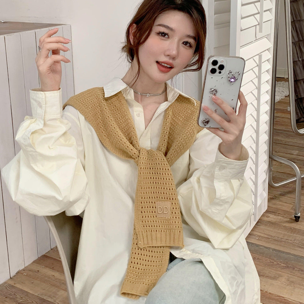 casual fall outfits Spring and Autumn Knitted Shawl for Women, Fashionable Decoration, Western Style Shoulder-Matching, Summer, Skirt, Neck Protection