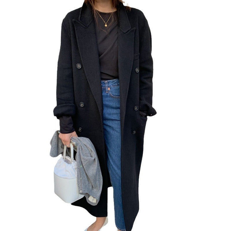 leapord halloween outfit Double-Sided Cashmere Overcoat Women's Mid-Length Profile High-Grade Gray Small Woolen Overcoat