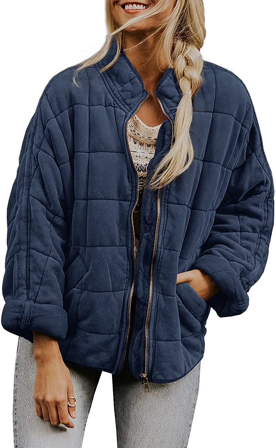 fall trends 2024 outfits Solid Color Stand Collar Cotton Coat New Loose Pocket Long Sleeve Jacket Top for Women