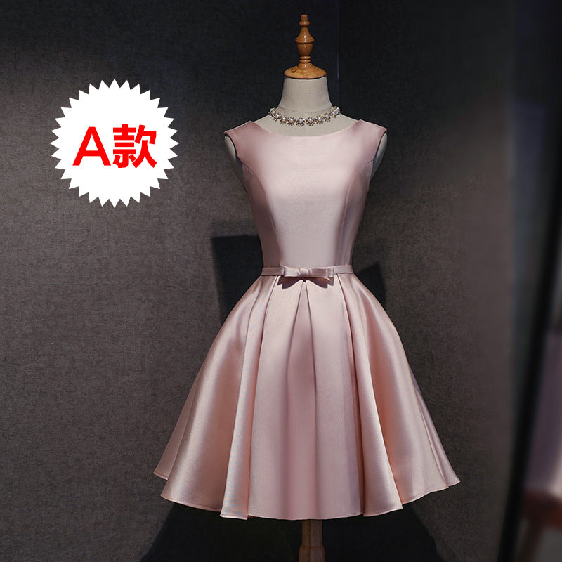 prom dresses Bridesmaid Dress Short Pink New Autumn Sisters Dress Bridesmaid Group Banquet Evening Dress Host Dress
