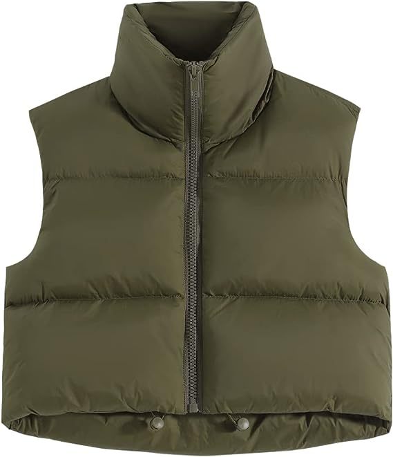 fall outfits women Women's Sleeveless Cotton-Padded Jacket Lightweight down Cotton Vest Winter Stand Collar Thickened Warm Short Vest for Women