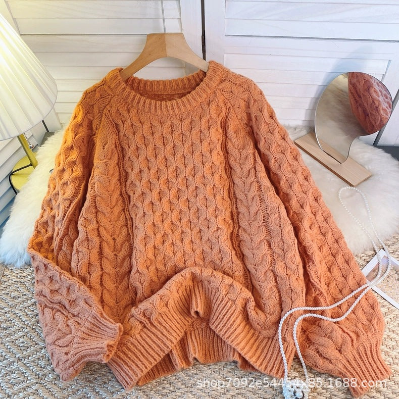 winter date night outfits Autumn and Winter Lazy Sweater Coat Women's Age-Reducing Puff Sleeve Loose Pullover Sweater Women's Top