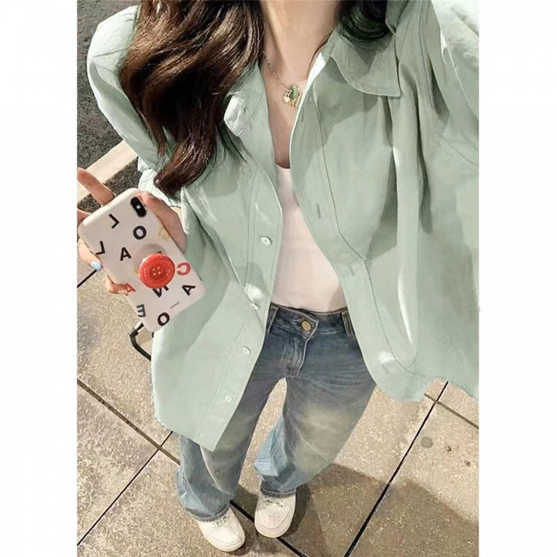 outfit ideas American Retro Cotton Shirt Women's High-End Western Style Loose All-Match Slimming Thin Long Sleeve Shirt Outer Wear Cardigan Fashion