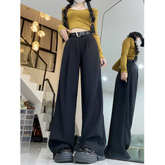 outfit 2024 Autumn New Korean Style Fashionable Casual Suit Pants Women's Loose Draping Straight High Waist Slimming Wide Leg Pants