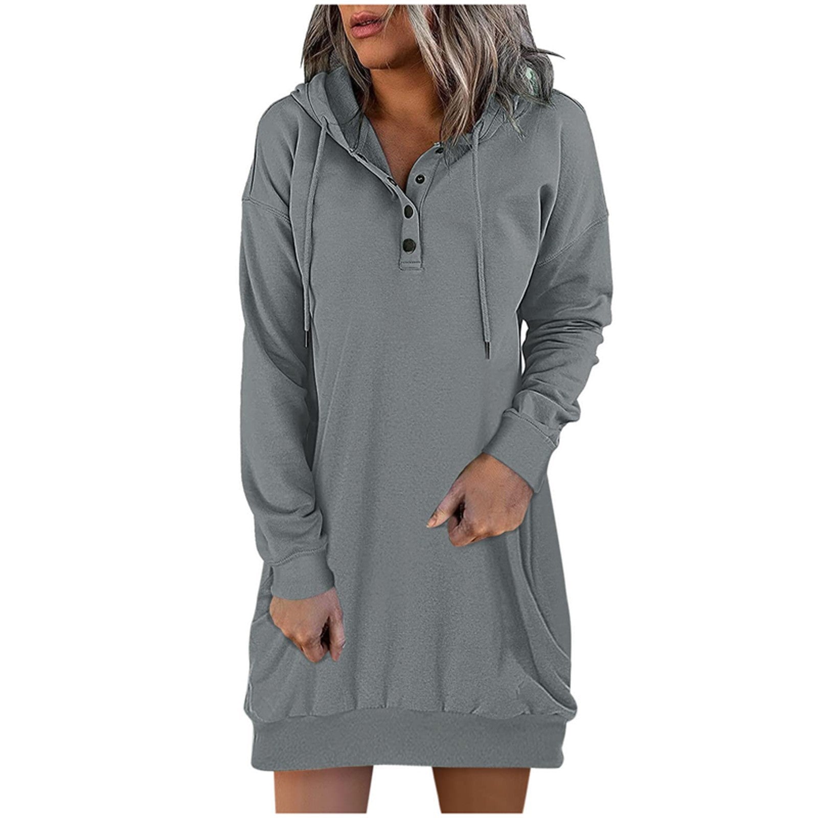 Women's Long-Sleeved Loose Casual Hooded Drawstring Pocket Sweater