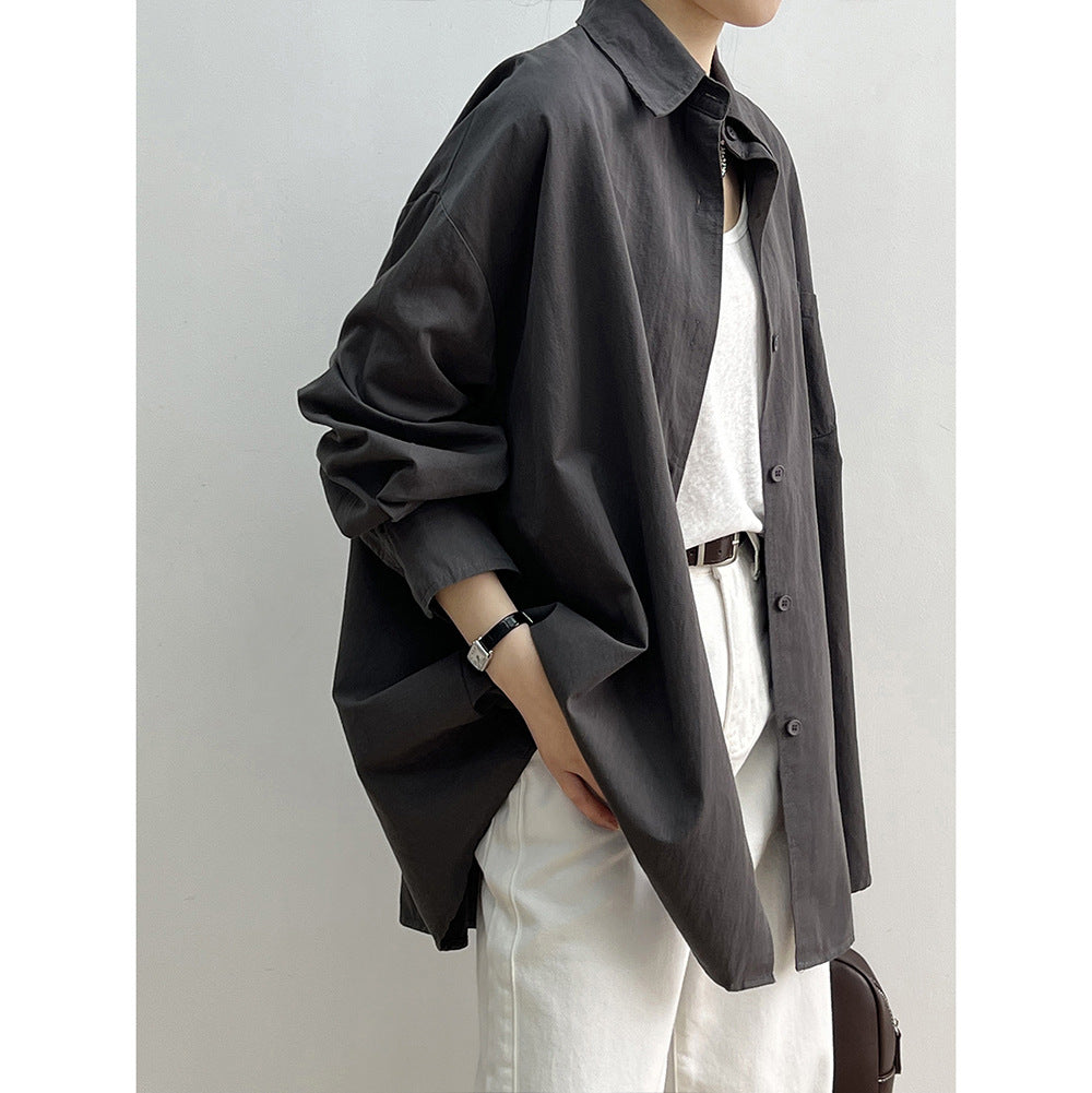birkenstock clogs outfit fall Cotton Long-Sleeved Loose Shirt Coat for Women Autumn Lazy Style Outdoor Casual Shirt