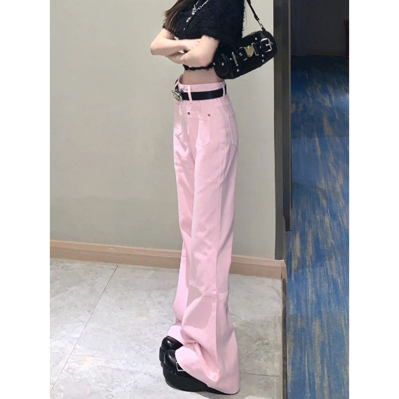 cowgirl outfits American-Style Retro Pink Skinny Jeans Women's Summer High Waist Slimming Spicy Girl Niche Horn Mop Pants