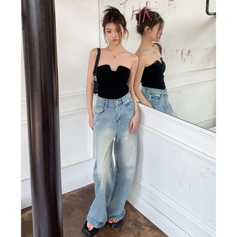 Fall Retro Wide-Leg Jeans Women's Loose Slimming Pants Wide-Leg Pants