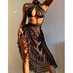 western outfits women New Long Skirt Mesh Three-Piece Swimsuit Bikini Swimsuit
