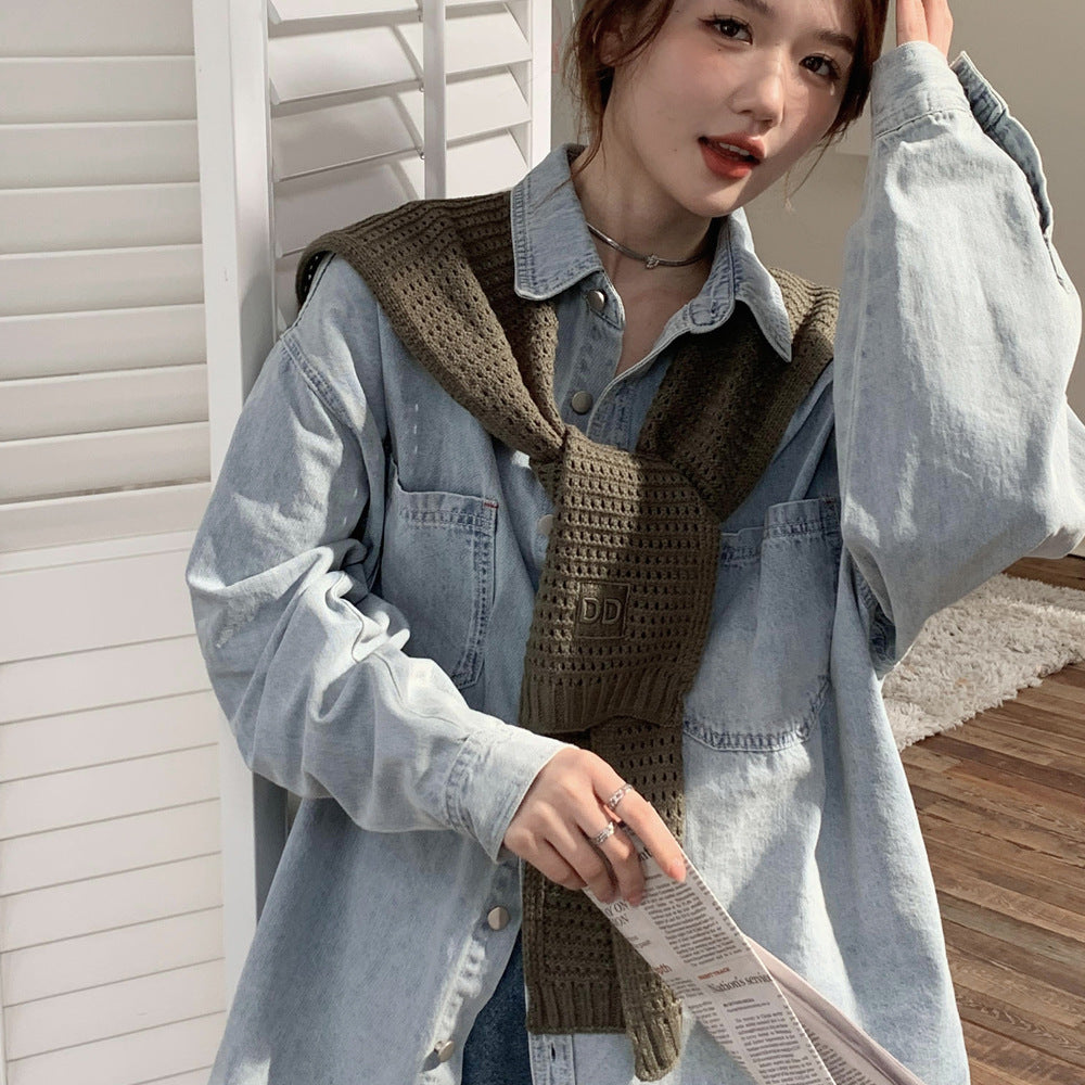 casual fall outfits Spring and Autumn Knitted Shawl for Women, Fashionable Decoration, Western Style Shoulder-Matching, Summer, Skirt, Neck Protection