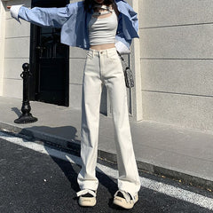 y2k outfits Loose Slimming Fashionable Wide-Leg White Jeans for Women Straight Draping Mop Pants Trendy