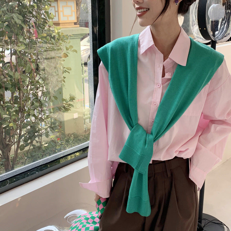 casual fall outfits Wool Blend Solid Color Shawl Outer Wear Internet Celebrity Knotted Waistcoat Korean Style Versatile Spring and Autumn Summer Shoulder Matching Women