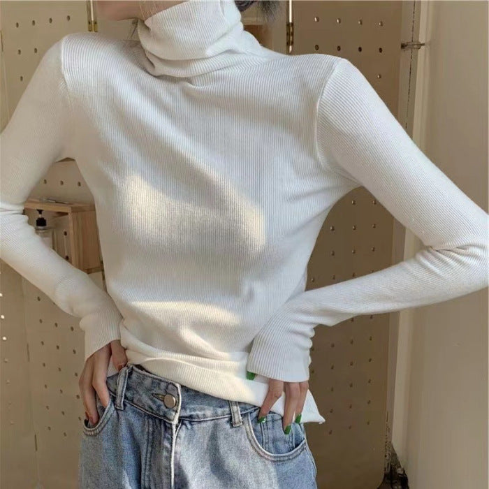 tailgate outfit black women Autumn Women's Klein Blue Pile Collar Sweater Bottoming Shirt Turtleneck Sweater Tight Slim Fit Inner Top