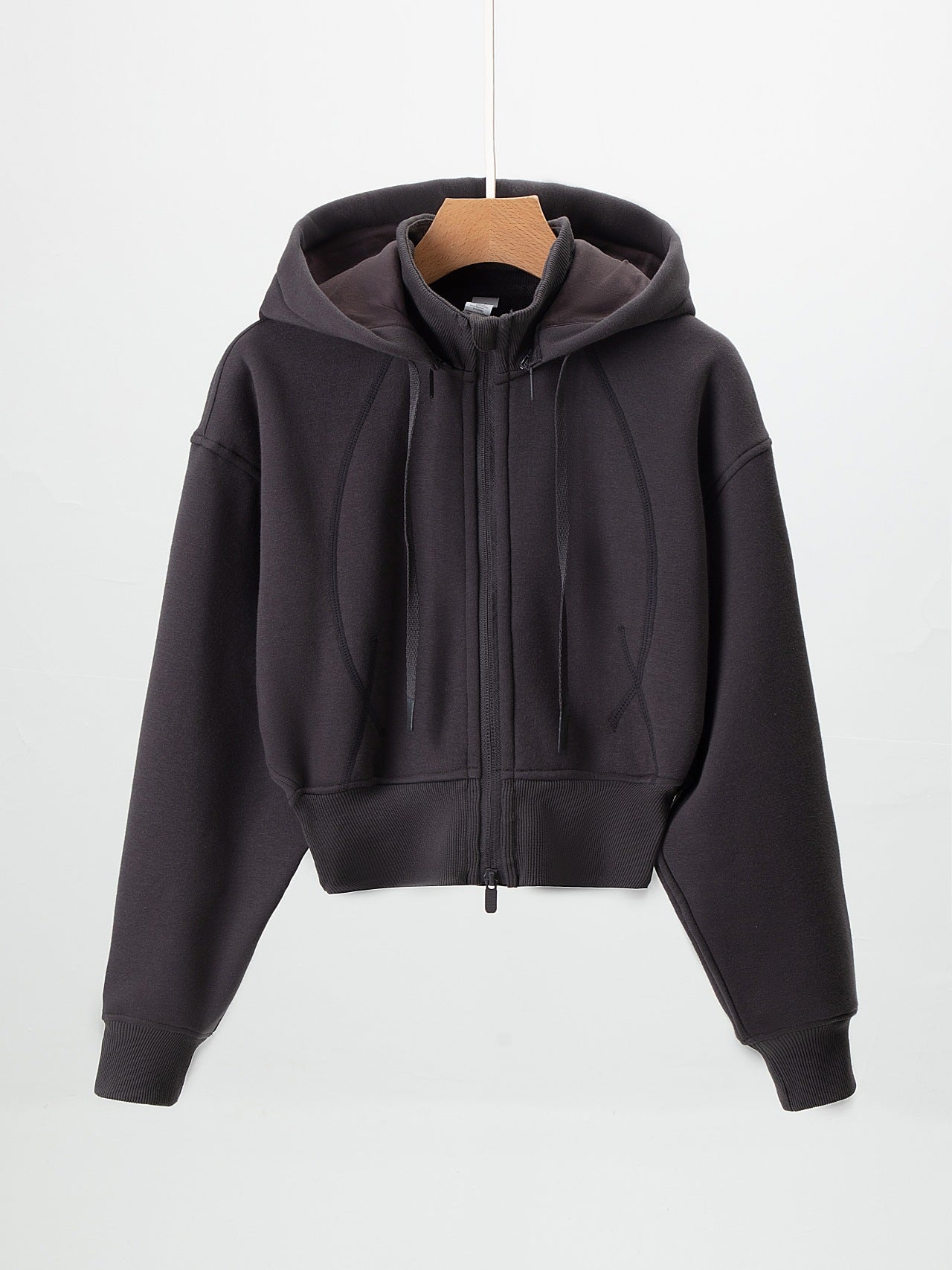 fashion outfits Autumn and Winter New Double Zipper Fleece-lined Jacket Women's Polar Fleece Hooded Sweater Tight Waist Knitted Cardigan Warm Coat Slimming