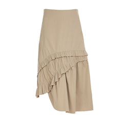fbi agent costume American-Style Retro Irregular Pleated Skirt Autumn Multi-Layer Ruffled High Waist Woven Skirt for Women
