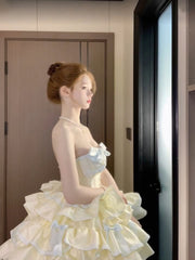 BXOXO French Ball Gown Strapless Short Champagne Lolita Dresses Party Dress Birthday Outfits HOT1197