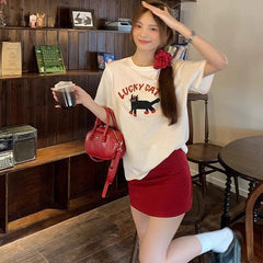 tailgate outfit black women Plus Size Chubby Girl Red Woolen Skirt for Women Autumn Casual Korean Style High Waist Woolen A- line Skirt