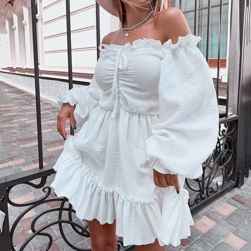 fruitful fashion dress to impress Autumn New French Commuter First Love White Dress Dress Crepe Cotton Long Sleeve A- line Skirt for Women