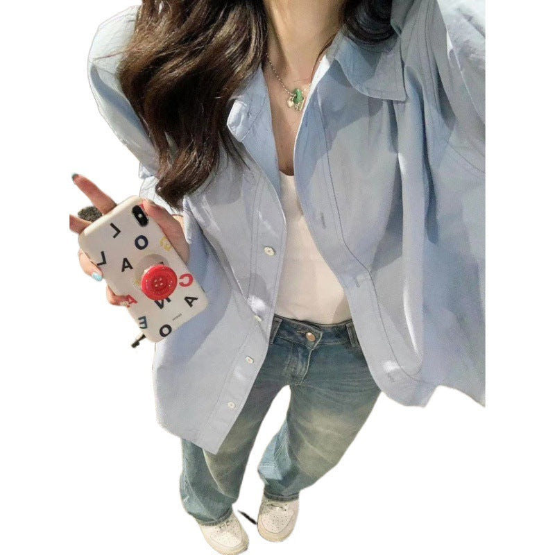 outfit ideas American Retro Cotton Shirt Women's High-End Western Style Loose All-Match Slimming Thin Long Sleeve Shirt Outer Wear Cardigan Fashion