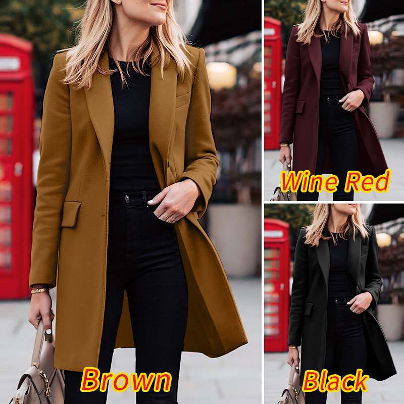 men’s fall fashion 2024 Women's New Winter Clothing Mid-Length Breasted Solid Color Small Suit