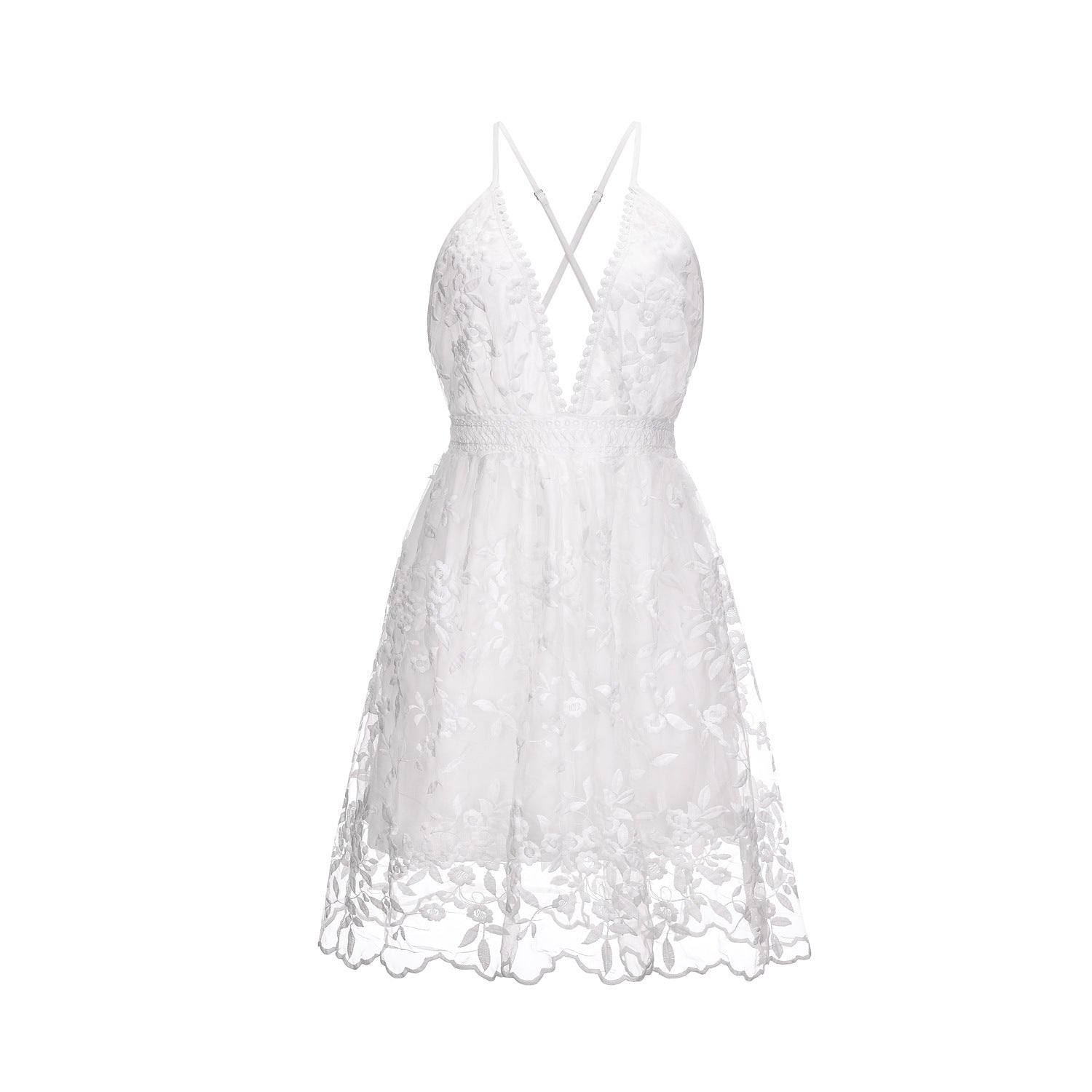 fall bridal shower outfit for guest Summer New Sexy Deep V-neck Backless Suspender Dress Lace Beach Dress