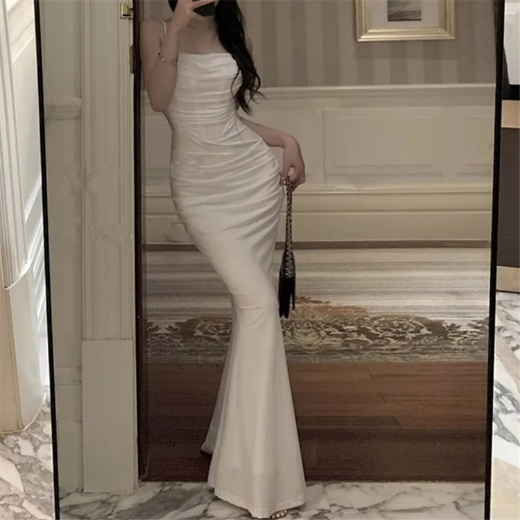 dress Big Women's Date Dress Three-Dimensional Fishbone Sexy Kardashian Fishtail Dress Atmosphere Slimming Waist-Tight Dress