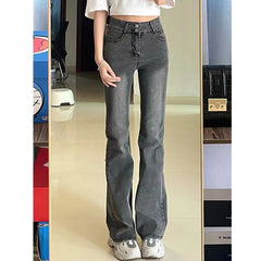 outfit inspo fall Smoky Gray Skinny Jeans Women's Autumn New High Waist Slimming Stretch Hot Girl Horn Mop Pants Ins Fashion