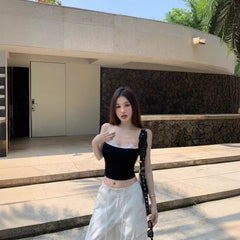 dream clothes Lace Edge Tight Camisole Women's Inner Sexy Back Hot Short Top