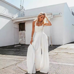 leapord halloween outfit Summer Sexy Sling Chest-Wrapped Vest Casual Pants Loose Trousers Straight Wide-Leg Pants Two-Piece Set