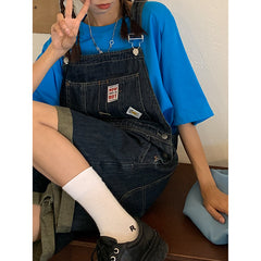Denim Suspender Shorts Women's Summer College Style Net Red Loose Western Style Age-Reducing Cute Shorts