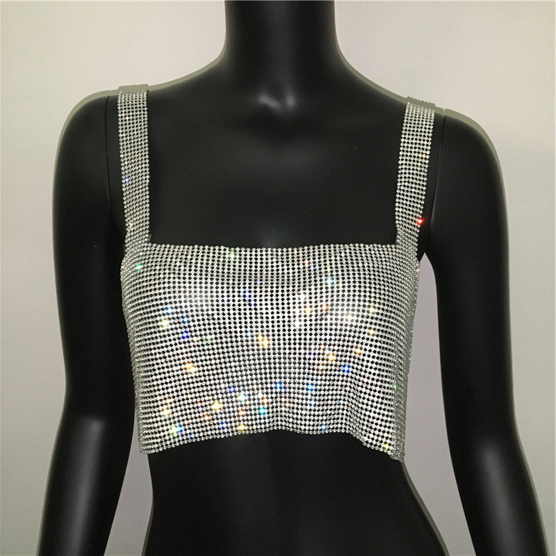 frat outfits Sexy Women's Fashion Rhinestone Camisole Hot Girl Full Diamond Top Women's Inner Wear